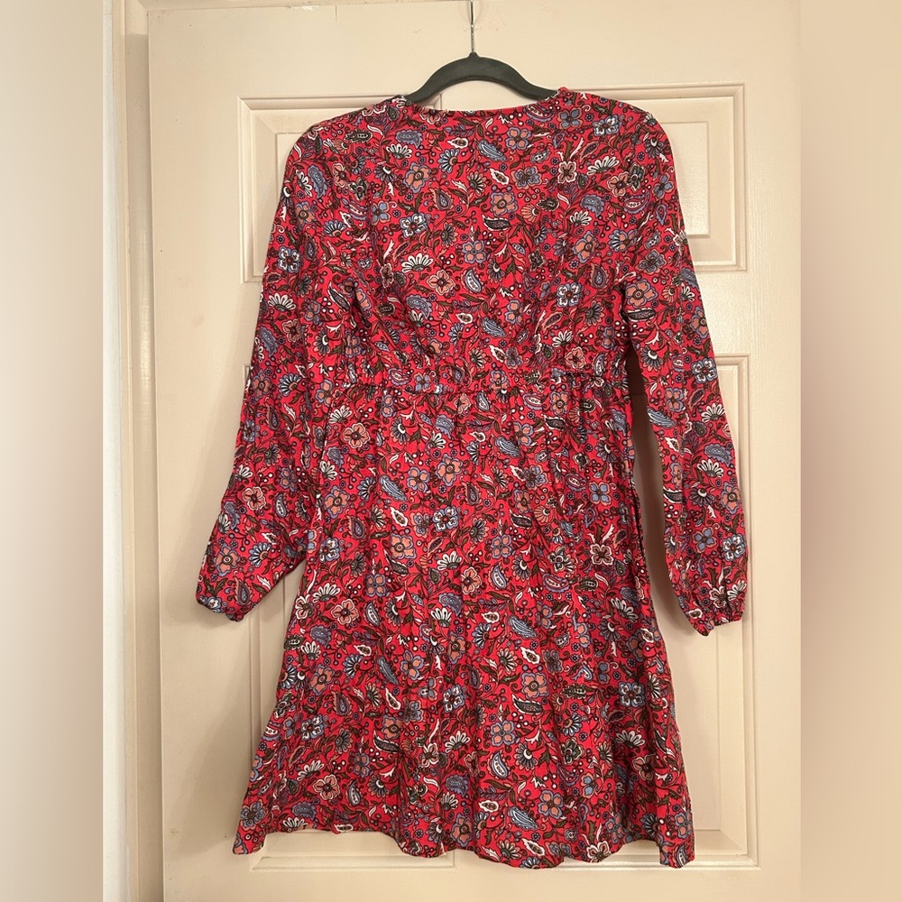 NWT Boden Flippy V-Neck Linen Mini Dress Red Floral Bohemian Bloomcore Size 2 - Picture 4 of 4